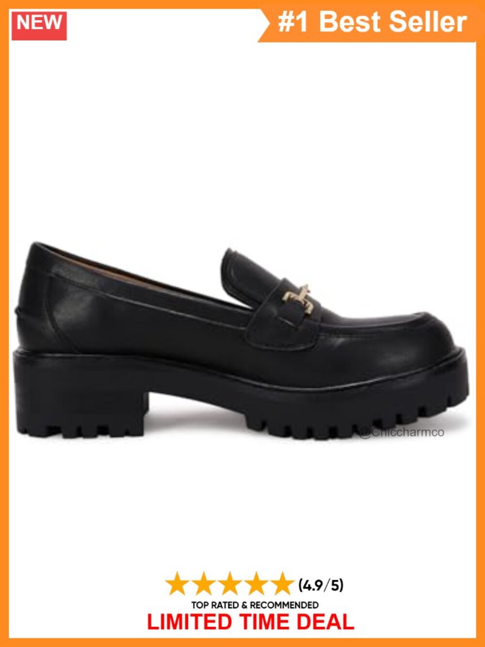 Platform Chunky Heel Loafers Faux Leather Slip On Business Casual - Picture 3 of 6